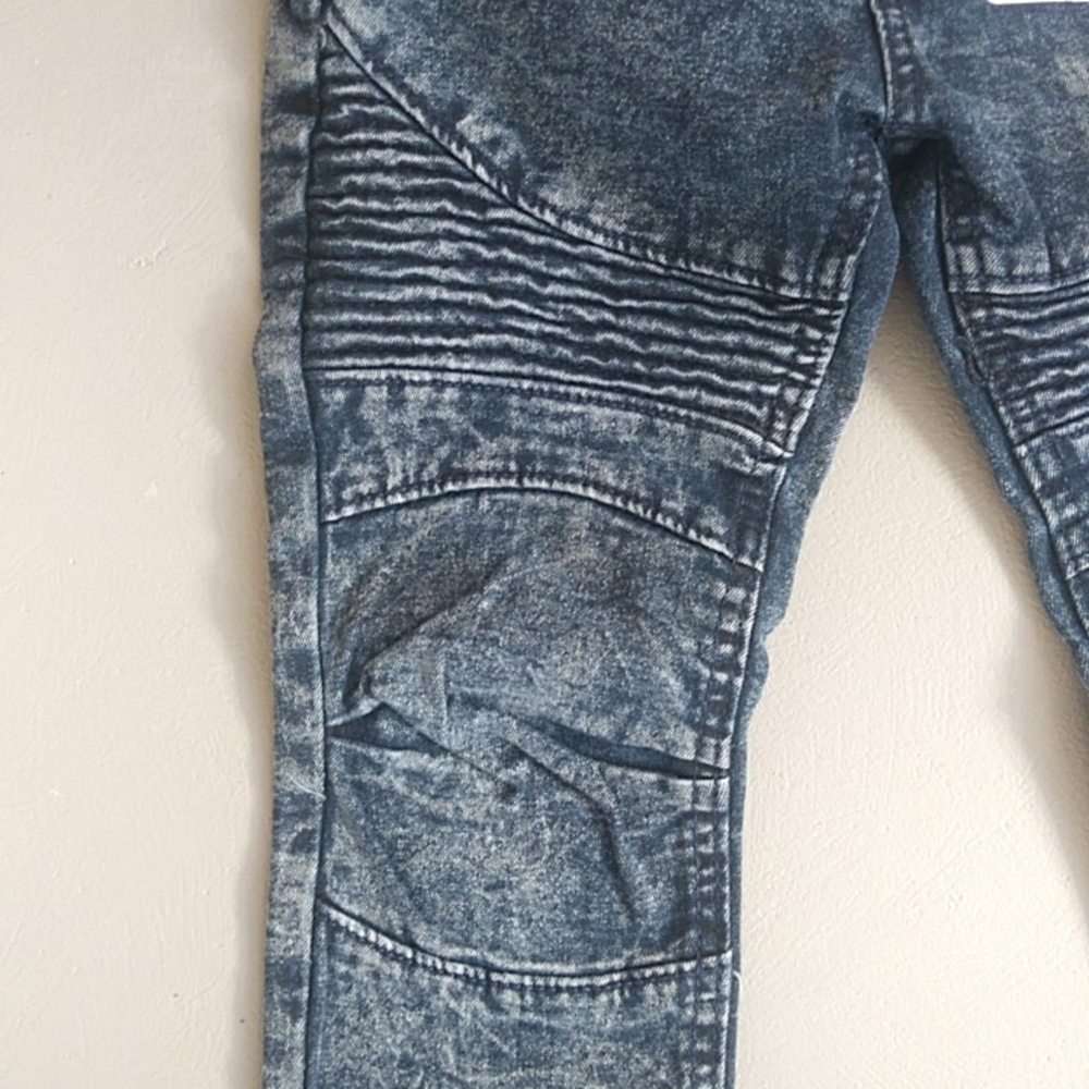 One Point Acid Wash Girls Size 4 Moto Jeans - Picture 3 of 6